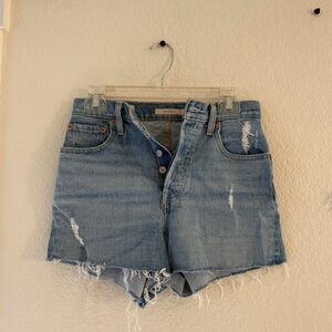 Levi's Light Blue Distressed Jean Shorts